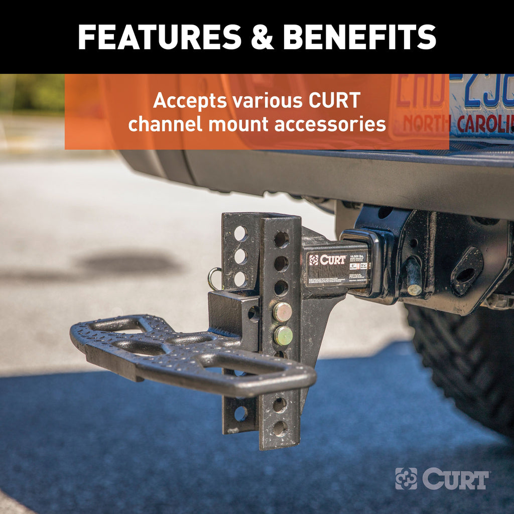 CURT 45900 Adjustable Channel Mount with Dual Ball (2" Shank, 14,000 lbs., 6" Drop)