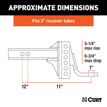 Load image into Gallery viewer, CURT 45901 Adjustable Channel Mount with 1" Ball Hole (2" Shank, 6,000 lbs., 6-3/4" Drop)
