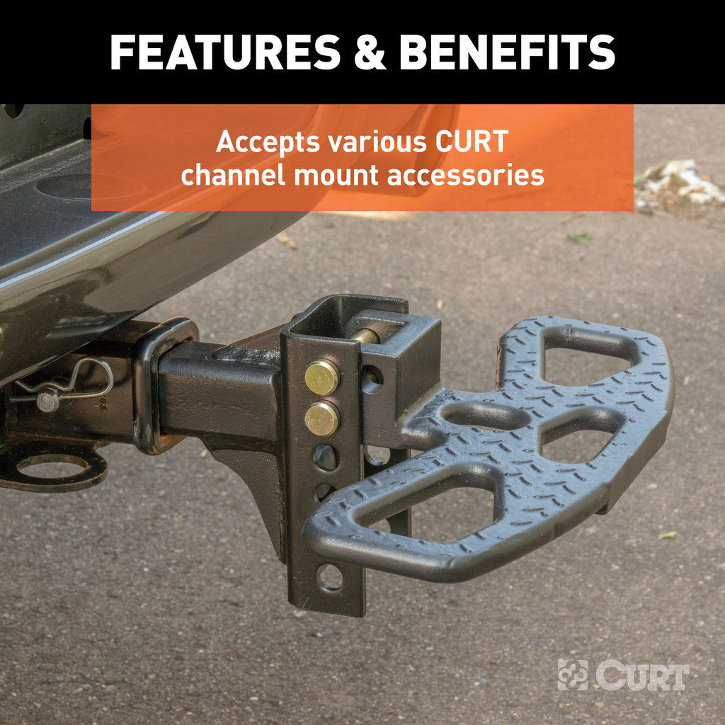 CURT 45901 Adjustable Channel Mount with 1" Ball Hole (2" Shank, 6,000 lbs., 6-3/4" Drop)