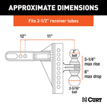 Load image into Gallery viewer, CURT 45902 Adjustable Channel Mount with Dual Ball (2-1/2" Shank, 20,000 lbs., 6" Drop)