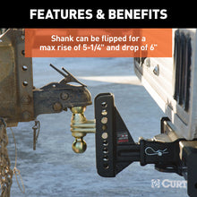 Load image into Gallery viewer, CURT 45902 Adjustable Channel Mount with Dual Ball (2-1/2" Shank, 20,000 lbs., 6" Drop)