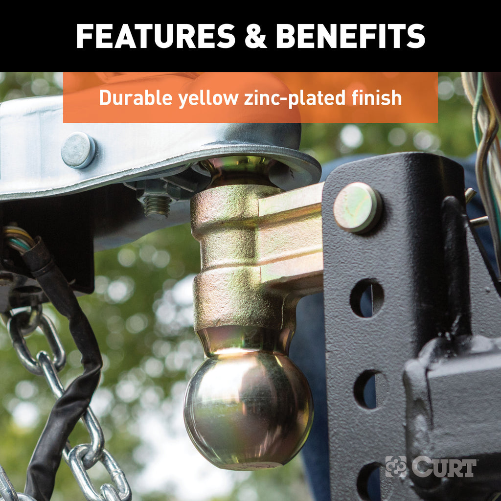 CURT 45903 Slim Adjustable Channel Mount with Dual Ball (2" Shank, 10K, 3-3/4" Drop)