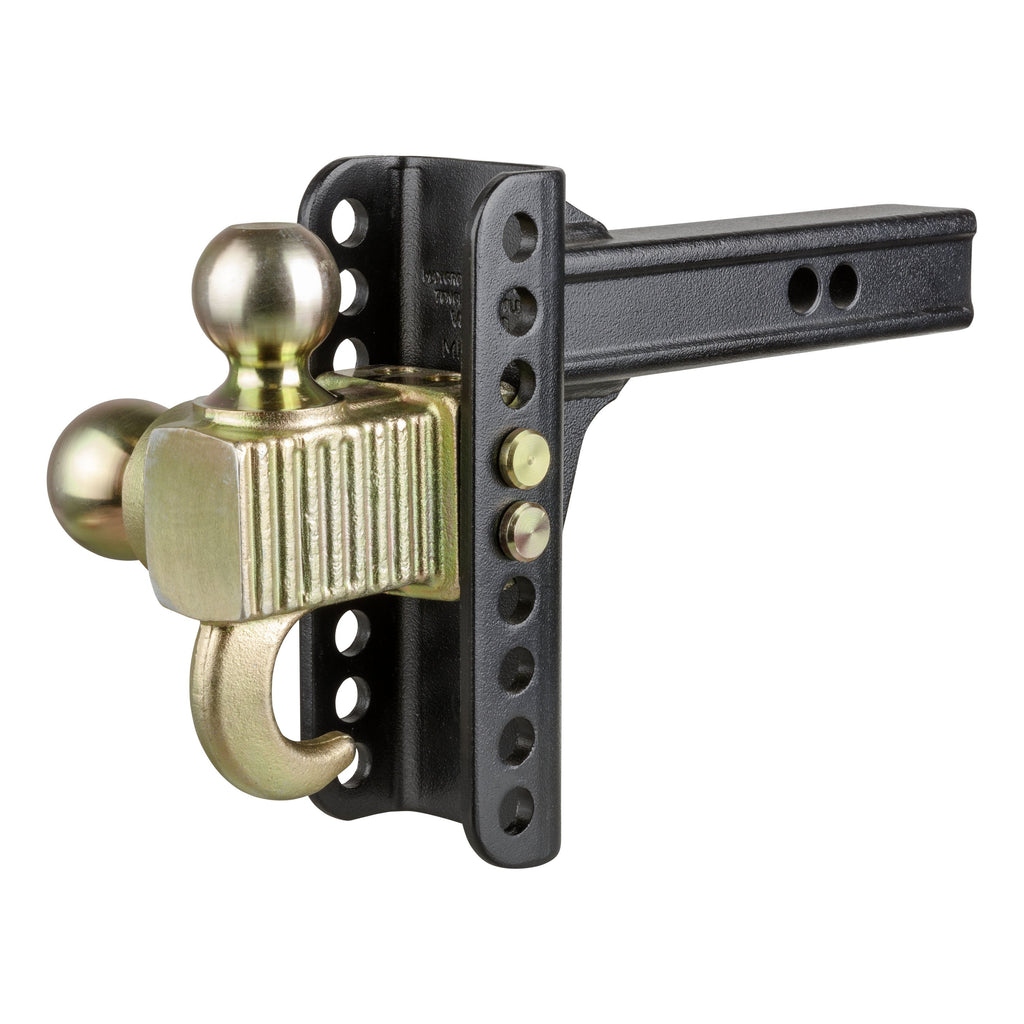 CURT 45904 Adjustable Channel Mount with Hook & Step Dual-Ball - 2" Shank, 14K, 6" Drop