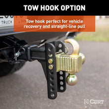 Load image into Gallery viewer, CURT 45904 Adjustable Channel Mount with Hook &amp; Step Dual-Ball - 2" Shank, 14K, 6" Drop