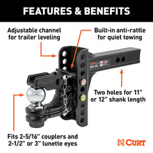 Load image into Gallery viewer, CURT 45907 Adjustable Channel Mount with 2-5/16" Ball &amp; Pintle (2" Shank, 13,000 lbs.)