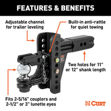 Load image into Gallery viewer, CURT 45908 Adjustable Channel Mount with 2-5/16" Ball &amp; Pintle (2-1/2" Shank, 20,000 lbs.)