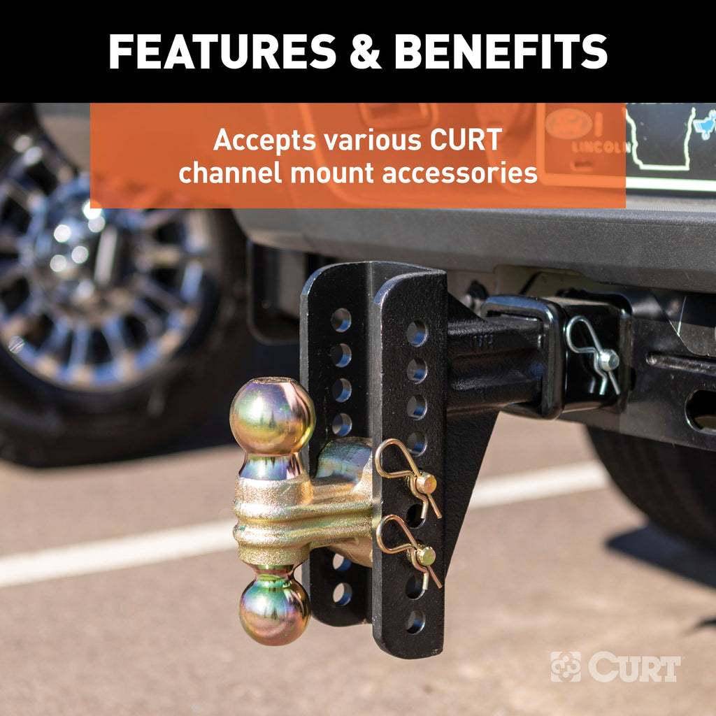 CURT 45908 Adjustable Channel Mount with 2-5/16" Ball & Pintle (2-1/2" Shank, 20,000 lbs.)