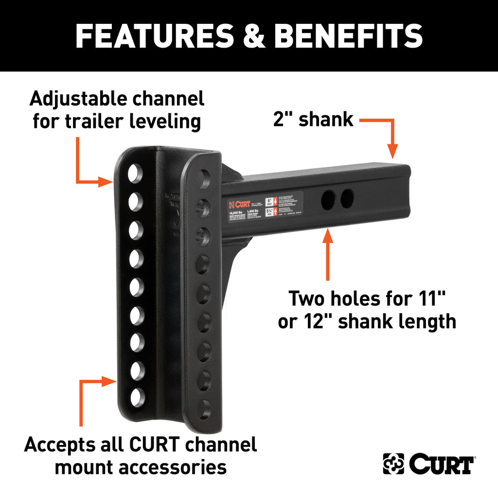 CURT 45910 Replacement 2" Channel Mount Shank (Fits #45900 or #45907, 14,000 lbs.)