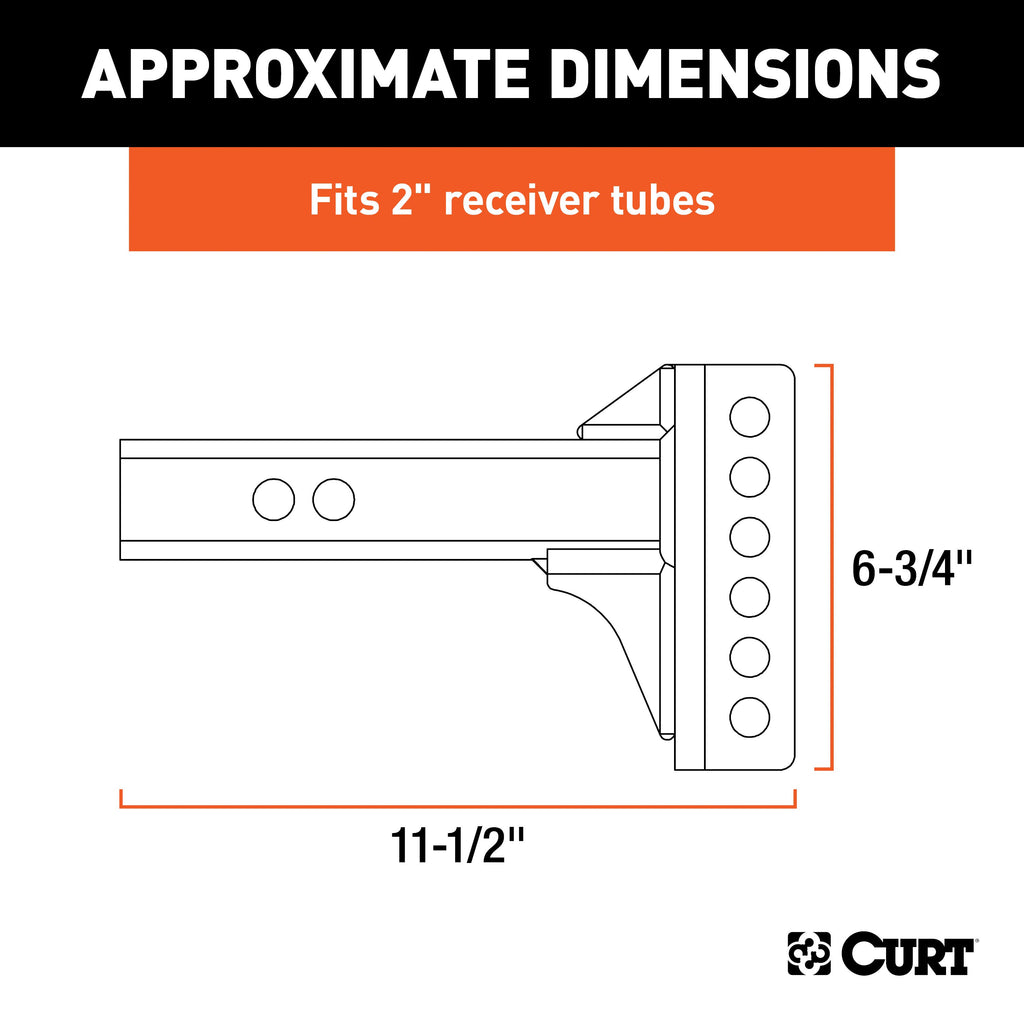 CURT 45911 Replacement 2" Adjustable Channel Mount Shank (Fits #45901, 6,000 lbs.)