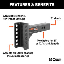 Load image into Gallery viewer, CURT 45911 Replacement 2" Adjustable Channel Mount Shank (Fits #45901, 6,000 lbs.)