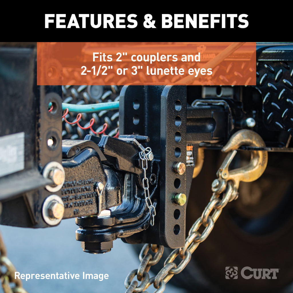 CURT 45919 Replacement Channel Mount Ball & Pintle Hitch (2" Ball, 10,000 lbs.)