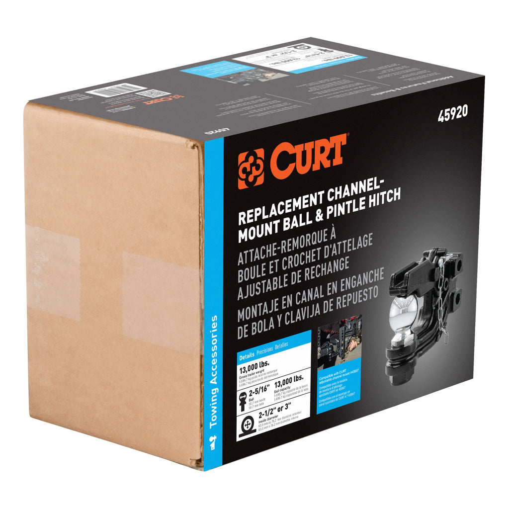 CURT 45920 Replacement Channel Mount Ball & Pintle Hitch (2-5/16" Ball, 13,000 lbs.)