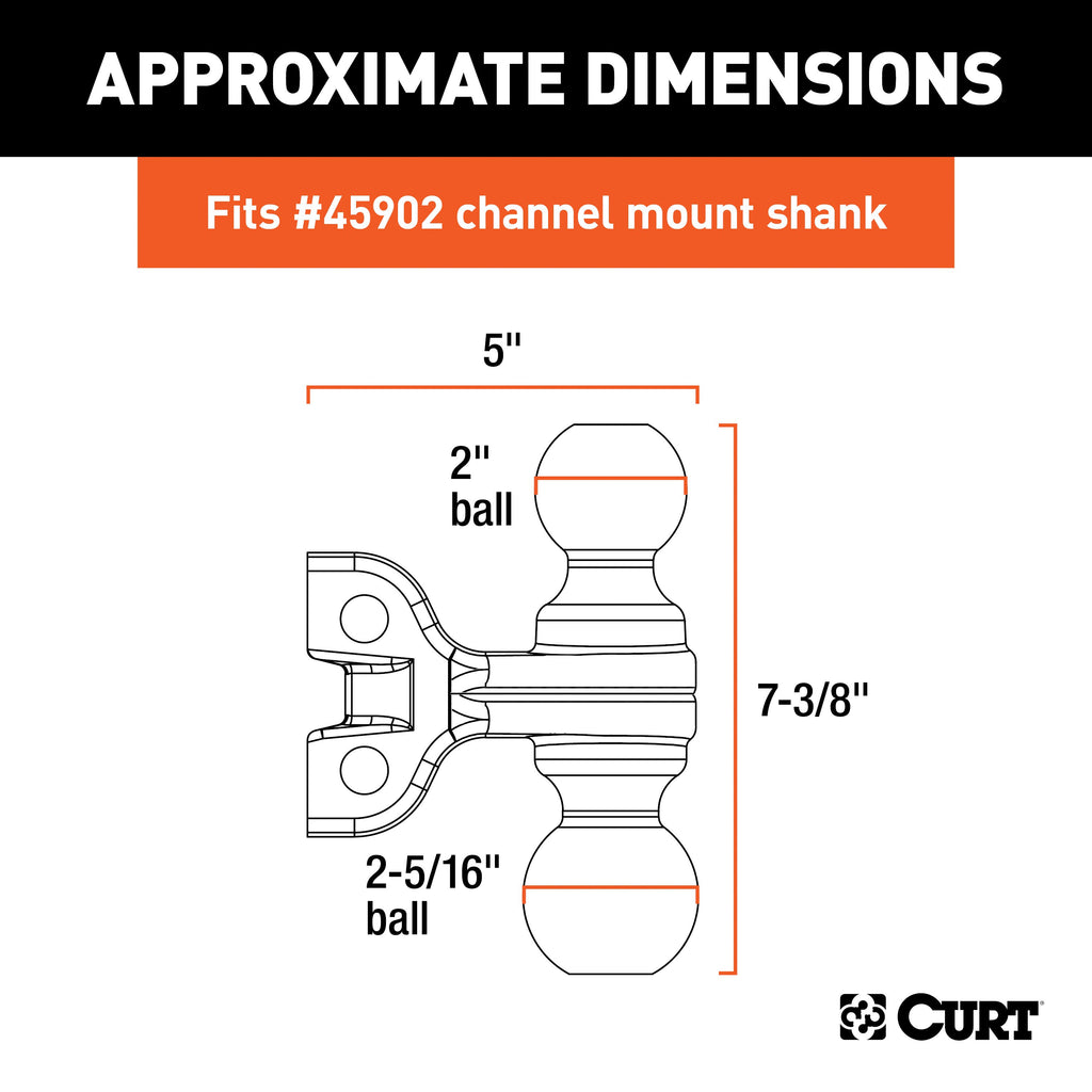 CURT 45923 Replacement Dual-Ball for Adjustable Channel Mount (Fits 45902, 45927)