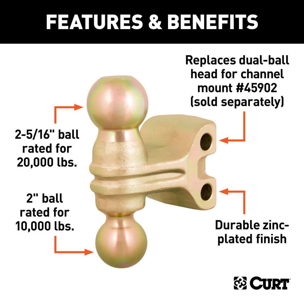 CURT 45923 Replacement Dual-Ball for Adjustable Channel Mount (Fits 45902, 45927)