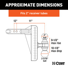 Load image into Gallery viewer, CURT 45926 Adjustable Channel Mount with Dual Ball (2" Shank, 14,000 lbs., 10-1/8" Drop)