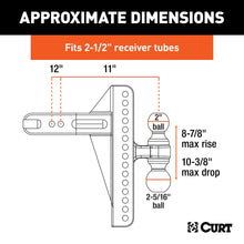 Load image into Gallery viewer, CURT 45927 Adjustable Channel Mount, Dual Ball (2-1/2" Shank, 20,000 lbs., 10-3/8" Drop)