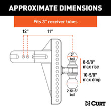 Load image into Gallery viewer, CURT 45928 Adjustable Channel Mount with Dual Ball (3" Shank, 21,000 lbs., 10-5/8" Drop)