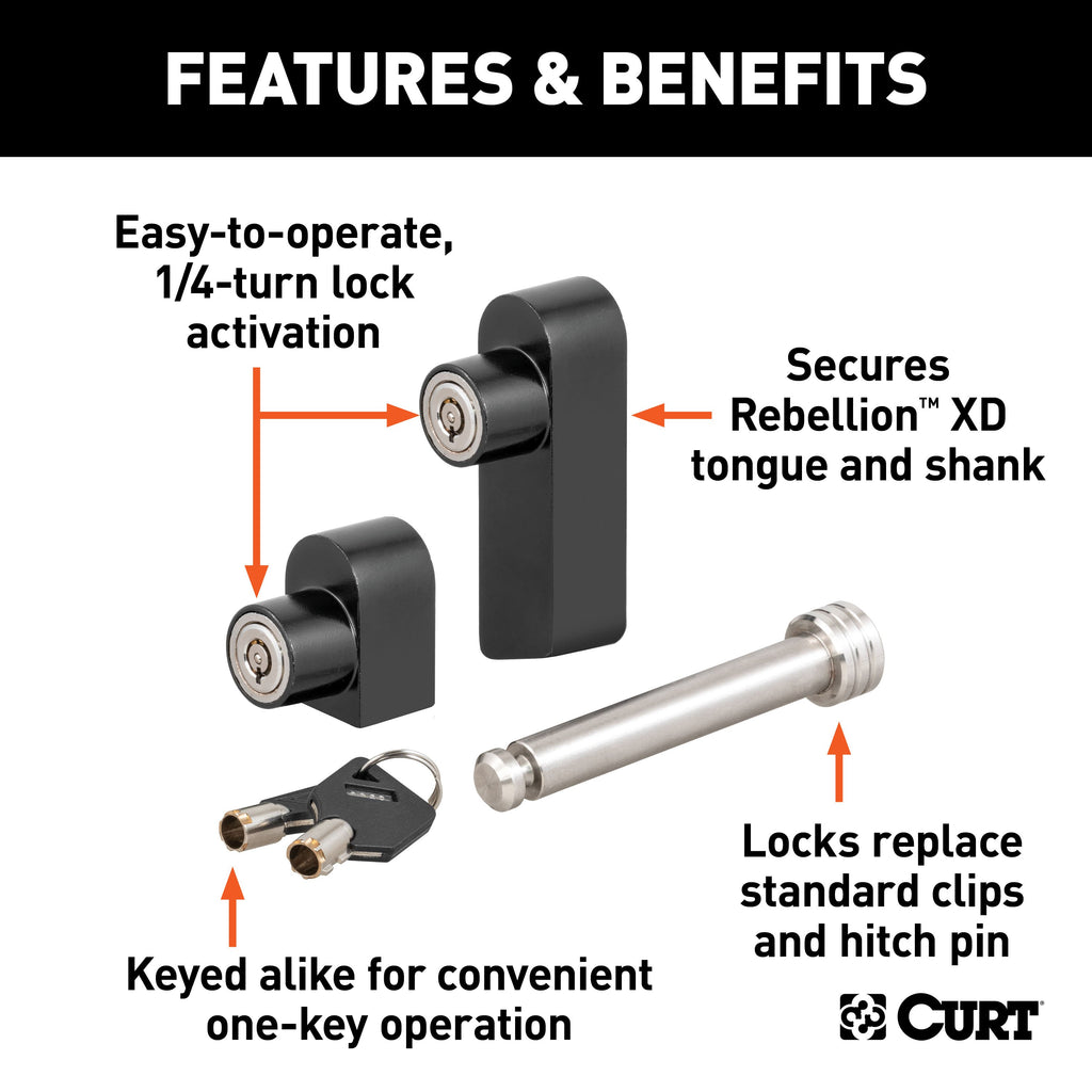 CURT 45932 Rebellion XD Tongue and Hitch Lock Set