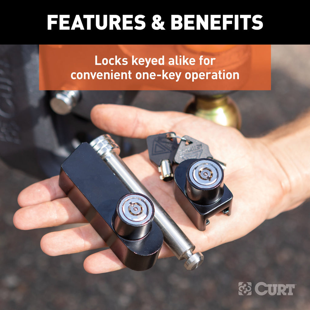 CURT 45932 Rebellion XD Tongue and Hitch Lock Set