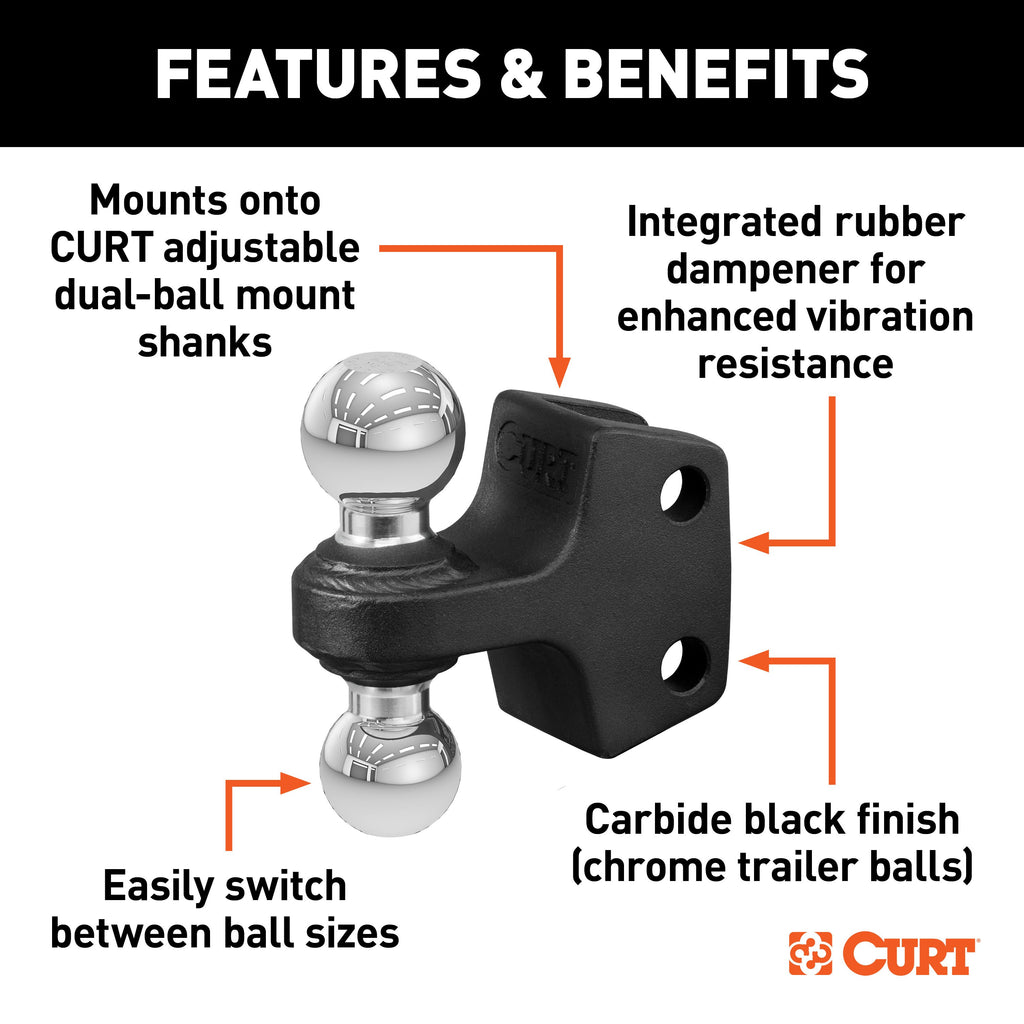 CURT 45933 Dual Ball Attachment for Weight Distribution Shank