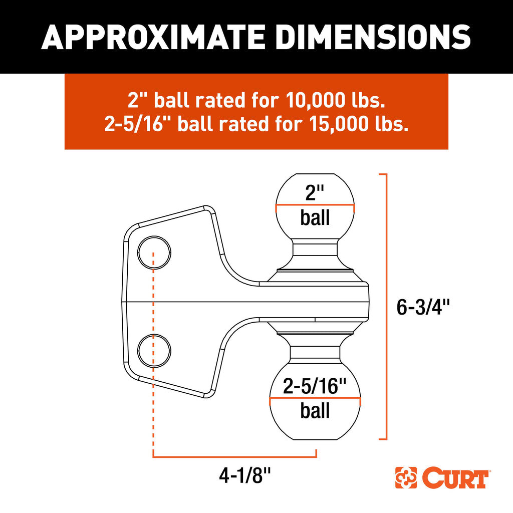 CURT 45934 HD Dual Ball Attachment for Weight Distribution Shank