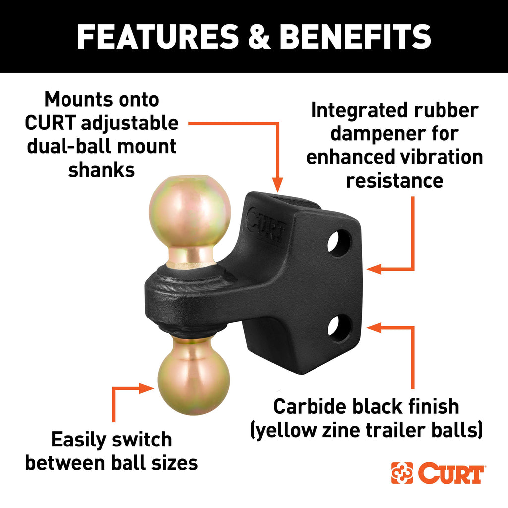 CURT 45934 HD Dual Ball Attachment for Weight Distribution Shank