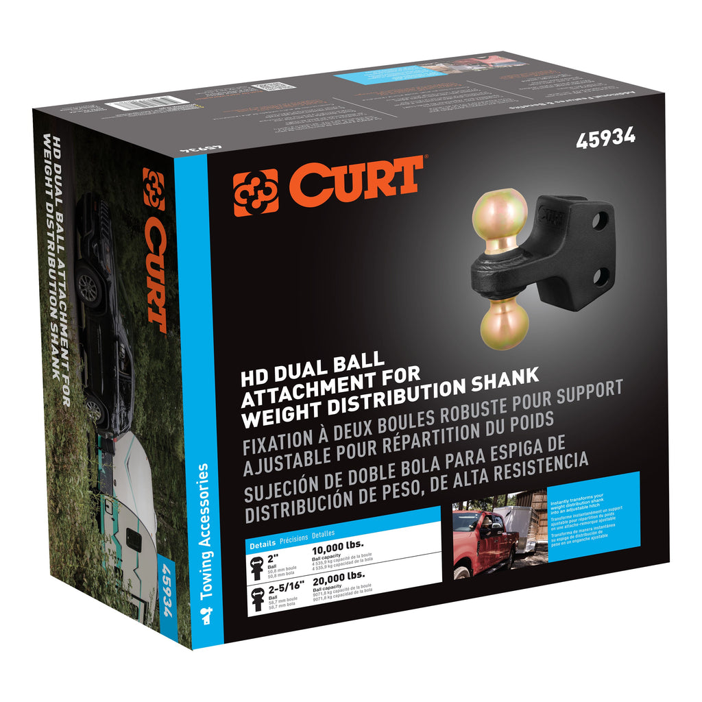 CURT 45934 HD Dual Ball Attachment for Weight Distribution Shank