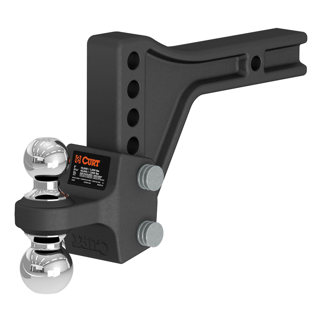 CURT 45935 Adjustable Trailer Hitch Ball Mount with Dual Ball, 2" Shank, 15K
