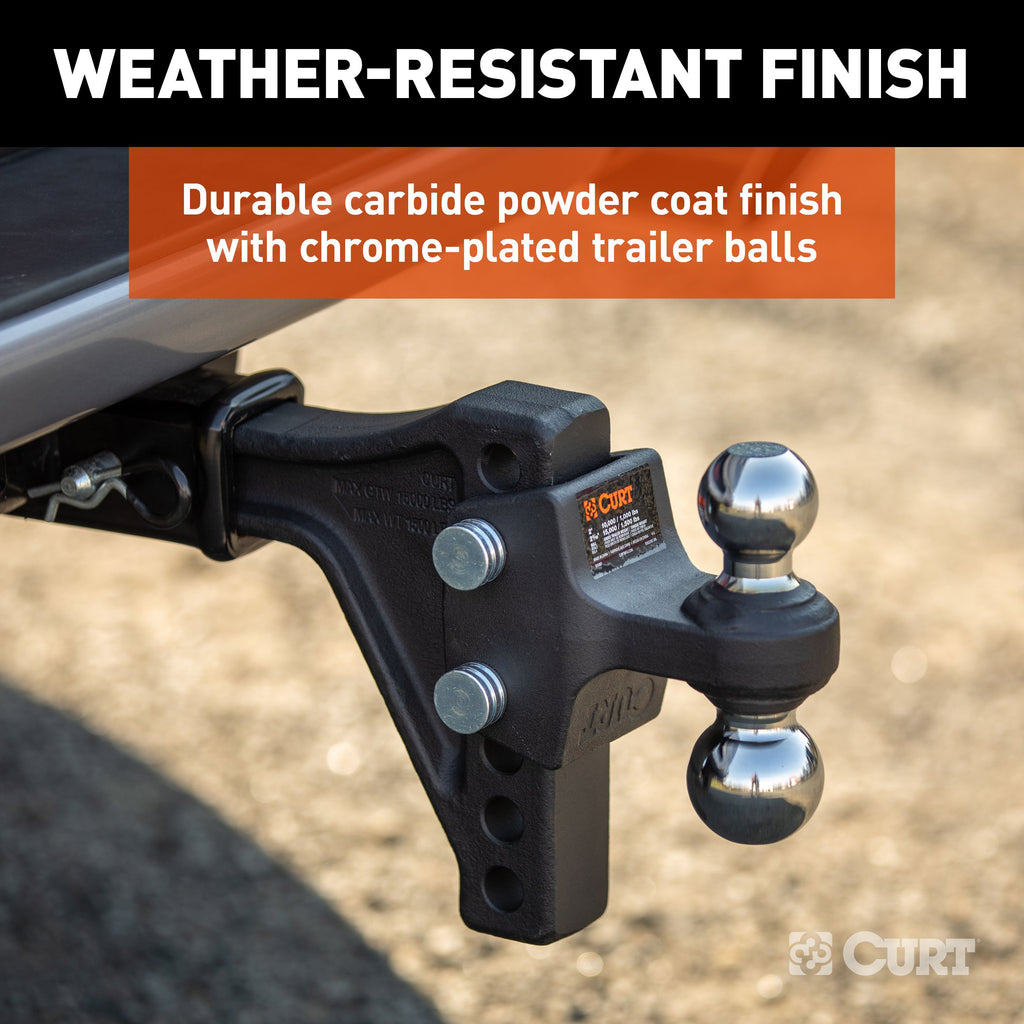 CURT 45935 Adjustable Trailer Hitch Ball Mount with Dual Ball, 2" Shank, 15K