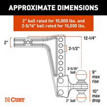 Load image into Gallery viewer, CURT 45936 Deep-Drop Adjustable Trailer Hitch Ball Mount with Dual Ball, 2" Shank, 15K