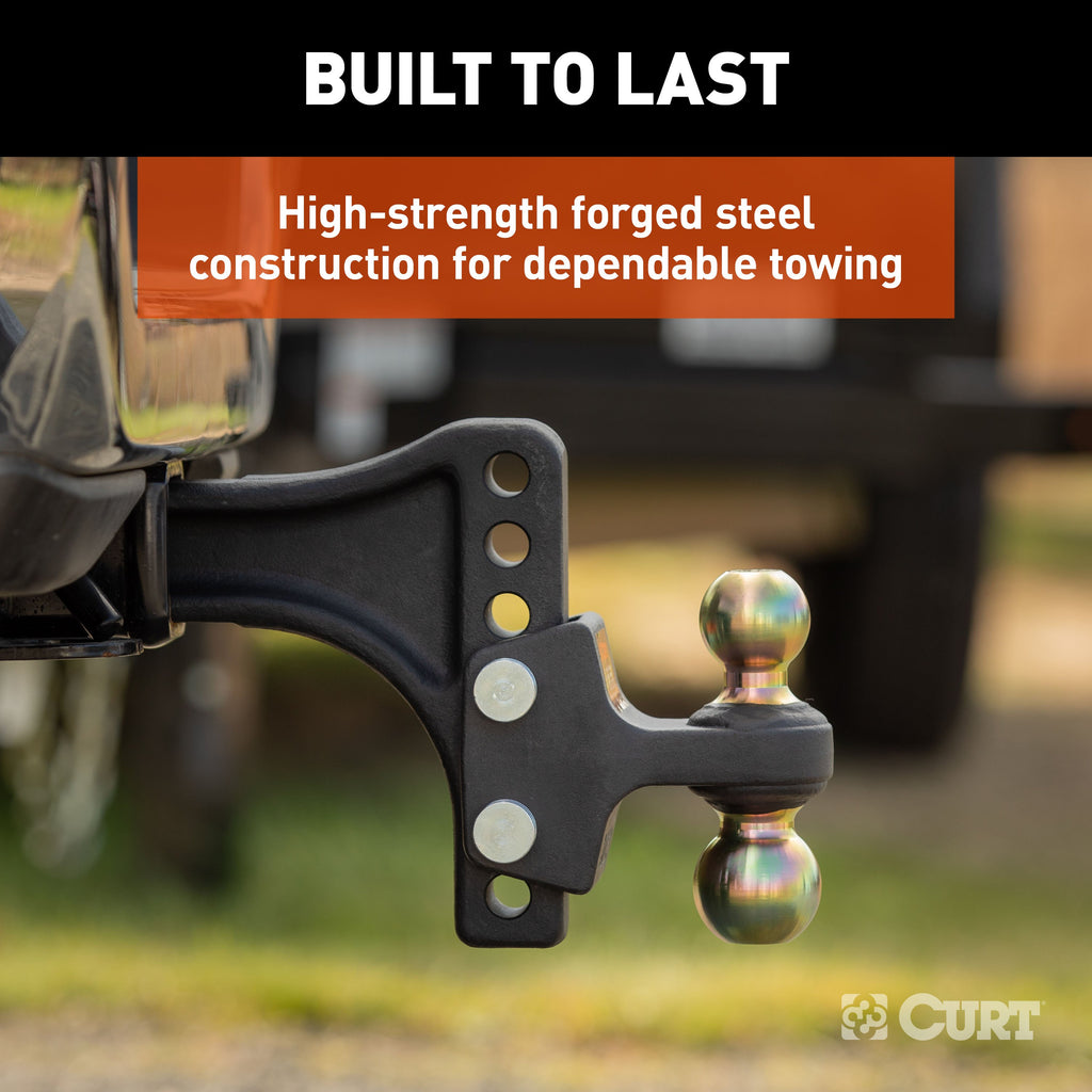 CURT 45937 HD Adjustable Trailer Hitch Ball Mount with Dual Ball, 2-1/2" Shank, 20K
