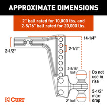 Load image into Gallery viewer, CURT 45939 HD Deep-Drop Adjustable Hitch Ball Mount with Dual Ball, 2-1/2" Shank, 20K