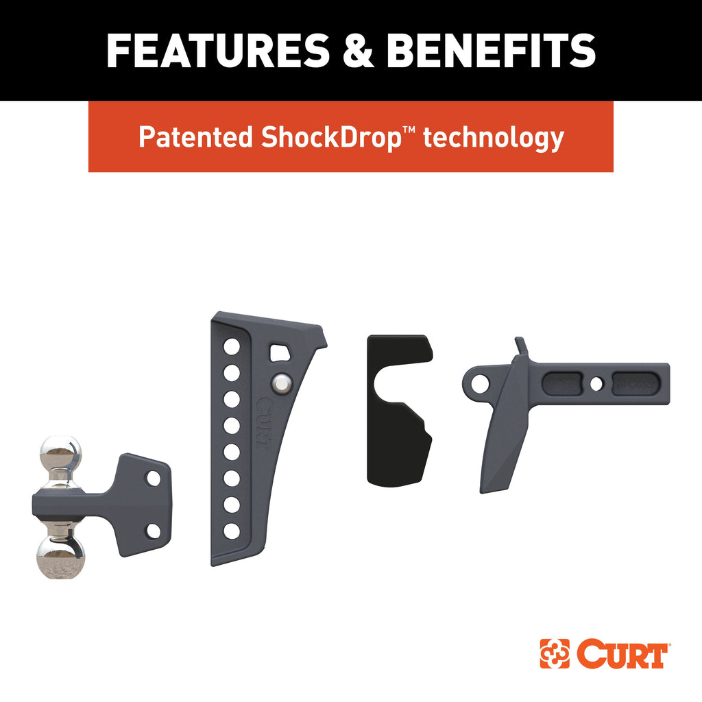 CURT 45951 Rebellion XD Adjustable Cushion Hitch (2" Shank, 2", 2-5/16" Balls, 15K)