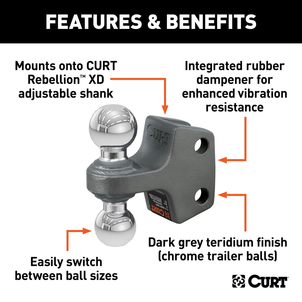 CURT 45952 Replacement Rebellion XD Dual Ball, 2" & 2-5/16", Up to 15K