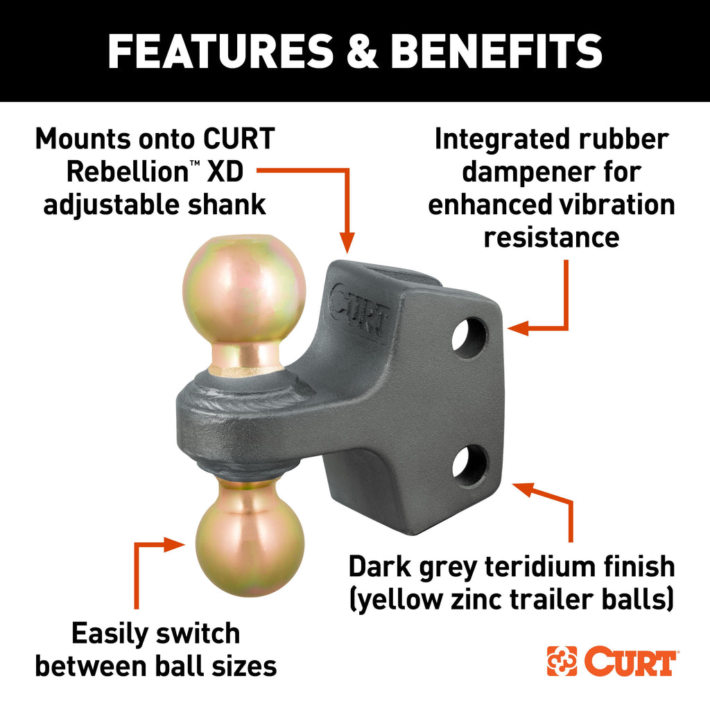 CURT 45953 Replacement Rebellion XD Dual Ball, 2" & 2-5/16", Up to 20K
