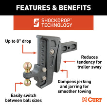 Load image into Gallery viewer, CURT 45955 Rebellion XD Adjustable Cushion Hitch (2-1/2" Shank, 2", 2-5/16" Balls, 20K)