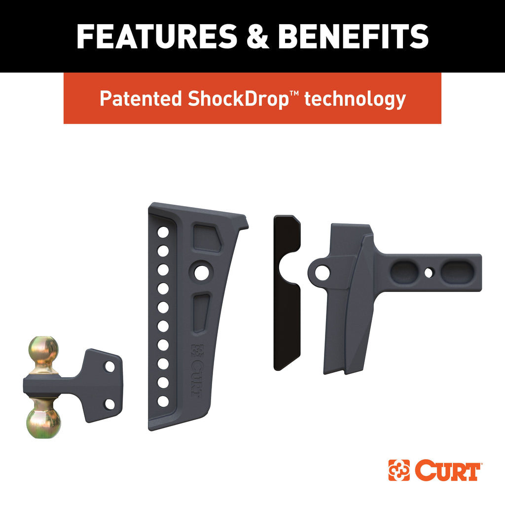 CURT 45955 Rebellion XD Adjustable Cushion Hitch (2-1/2" Shank, 2", 2-5/16" Balls, 20K)