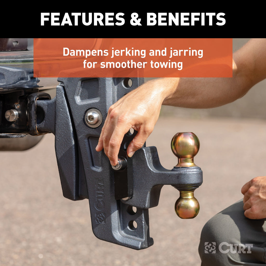 CURT 45955 Rebellion XD Adjustable Cushion Hitch (2-1/2" Shank, 2", 2-5/16" Balls, 20K)