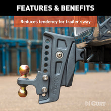 Load image into Gallery viewer, CURT 45955 Rebellion XD Adjustable Cushion Hitch (2-1/2" Shank, 2", 2-5/16" Balls, 20K)