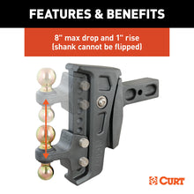 Load image into Gallery viewer, CURT 45955 Rebellion XD Adjustable Cushion Hitch (2-1/2" Shank, 2", 2-5/16" Balls, 20K)