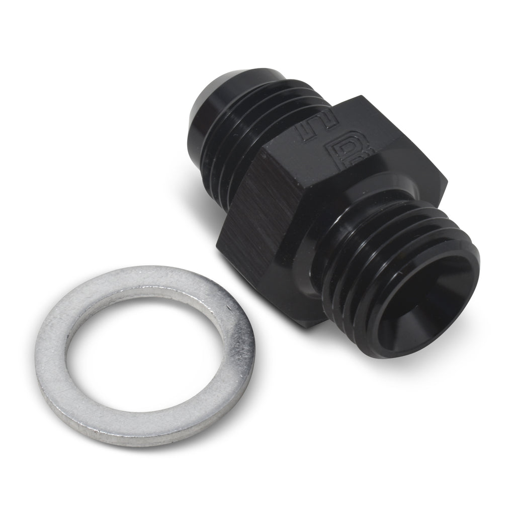 Performance--6-An-Flare-To-12Mm-X-1.5-Metric-Thread-Adapter-(Black)