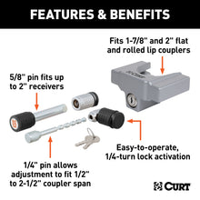 Load image into Gallery viewer, CURT 23086 Hitch/Coupler Lock Set (2in. Receiver; 1/2in. to 2-1/2in. Latch; 1-7/8in./2in. L - Truck Part Superstore