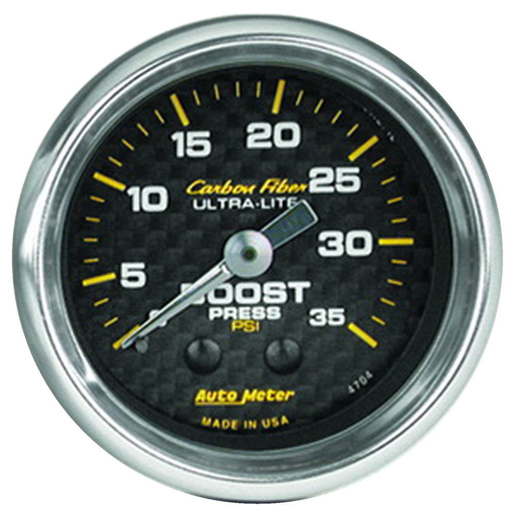 AutoMeter 4704 GAUGE, BOOST, 2 1/16", 35PSI, MECHANICAL, CARBON FIBER