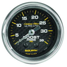 Load image into Gallery viewer, AutoMeter 4704 GAUGE, BOOST, 2 1/16", 35PSI, MECHANICAL, CARBON FIBER