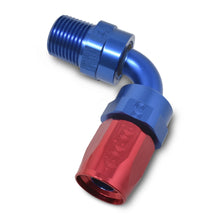 Load image into Gallery viewer, Performance--6-An-RedBlue-90-Degree-Full-Flow-Swivel-Pipe-Thread-Hose-End-(With-18In-Npt)