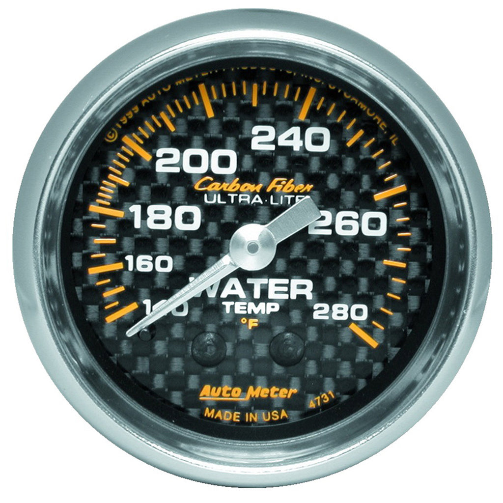AutoMeter 4731 GAUGE, WATER TEMP, 2 1/16", 140-280?F, MECHANICAL, CARBON FIBER