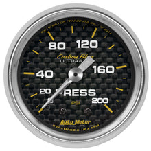 Load image into Gallery viewer, AutoMeter 4734 GAUGE, PRESSURE, 2 1/16", 200PSI, MECHANICAL, CARBON FIBER