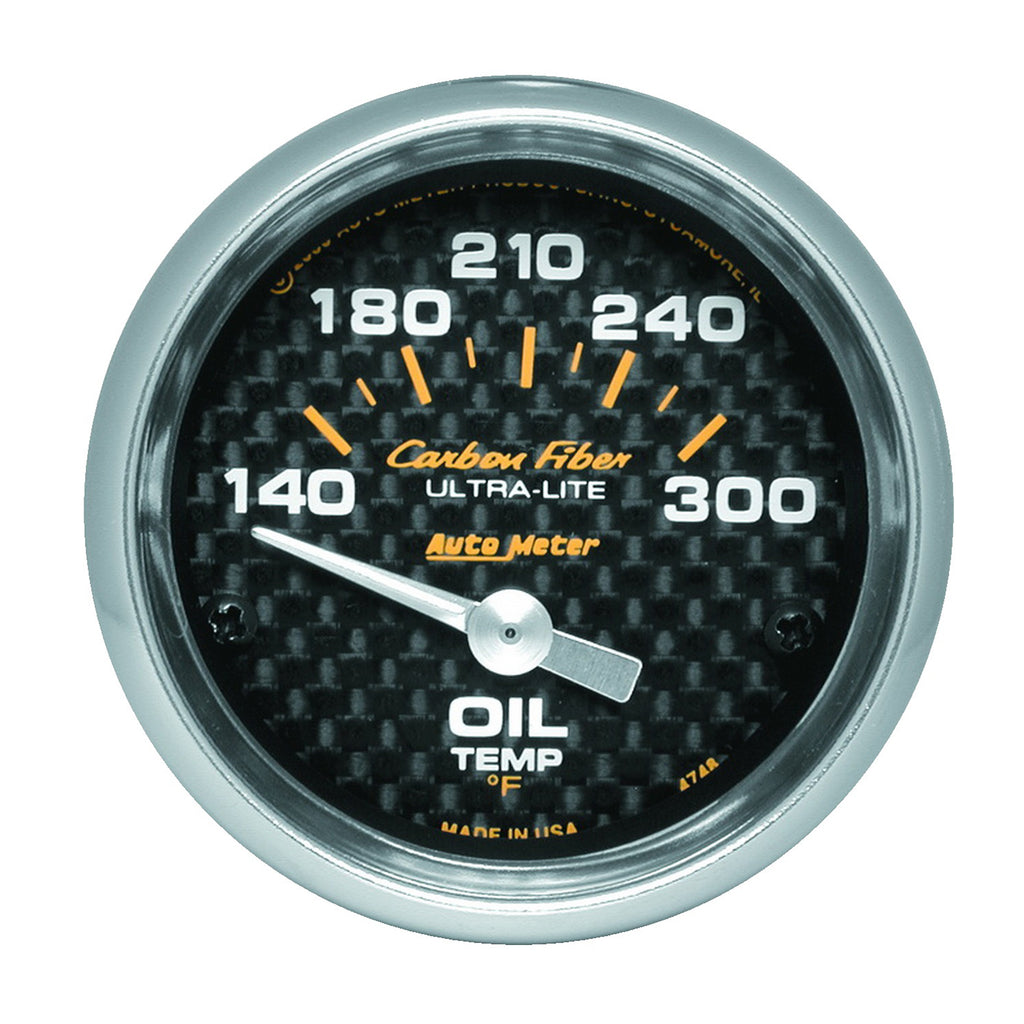 AutoMeter 4748 GAUGE, OIL TEMP, 2 1/16", 140-300?F, ELECTRIC, CARBON FIBER