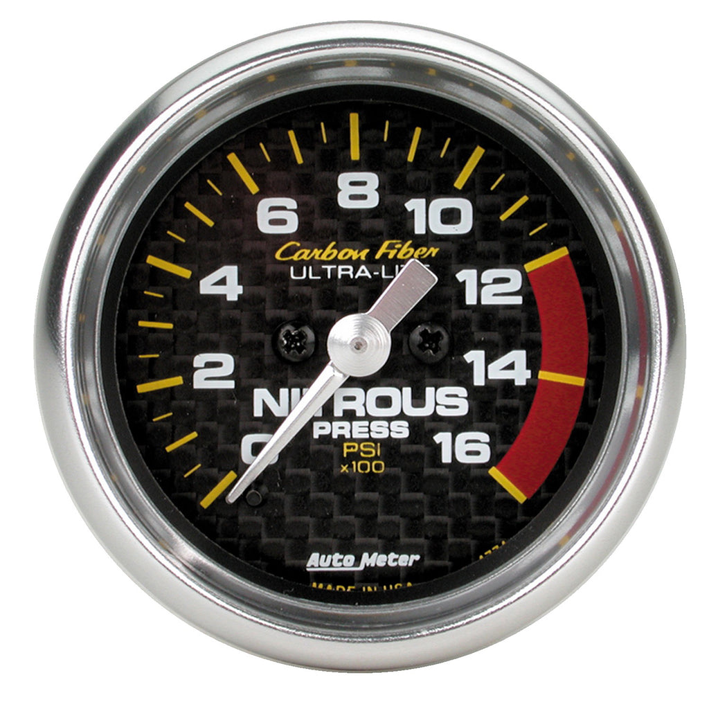 AutoMeter 4774 GAUGE, NITROUS PRESSURE, 2 1/16", 1600PSI, DIGITAL STEPPER MOTOR, CARBON FIBER