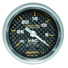 Load image into Gallery viewer, AutoMeter 4784 GAUGE, VACUUM, 2 1/16", 30INHG, MECHANICAL, CARBON FIBER